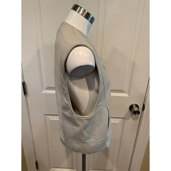 Helmut Lang Gray Leather & Cotton Moto Biker Vest, Size Small - Picture 2 of 5